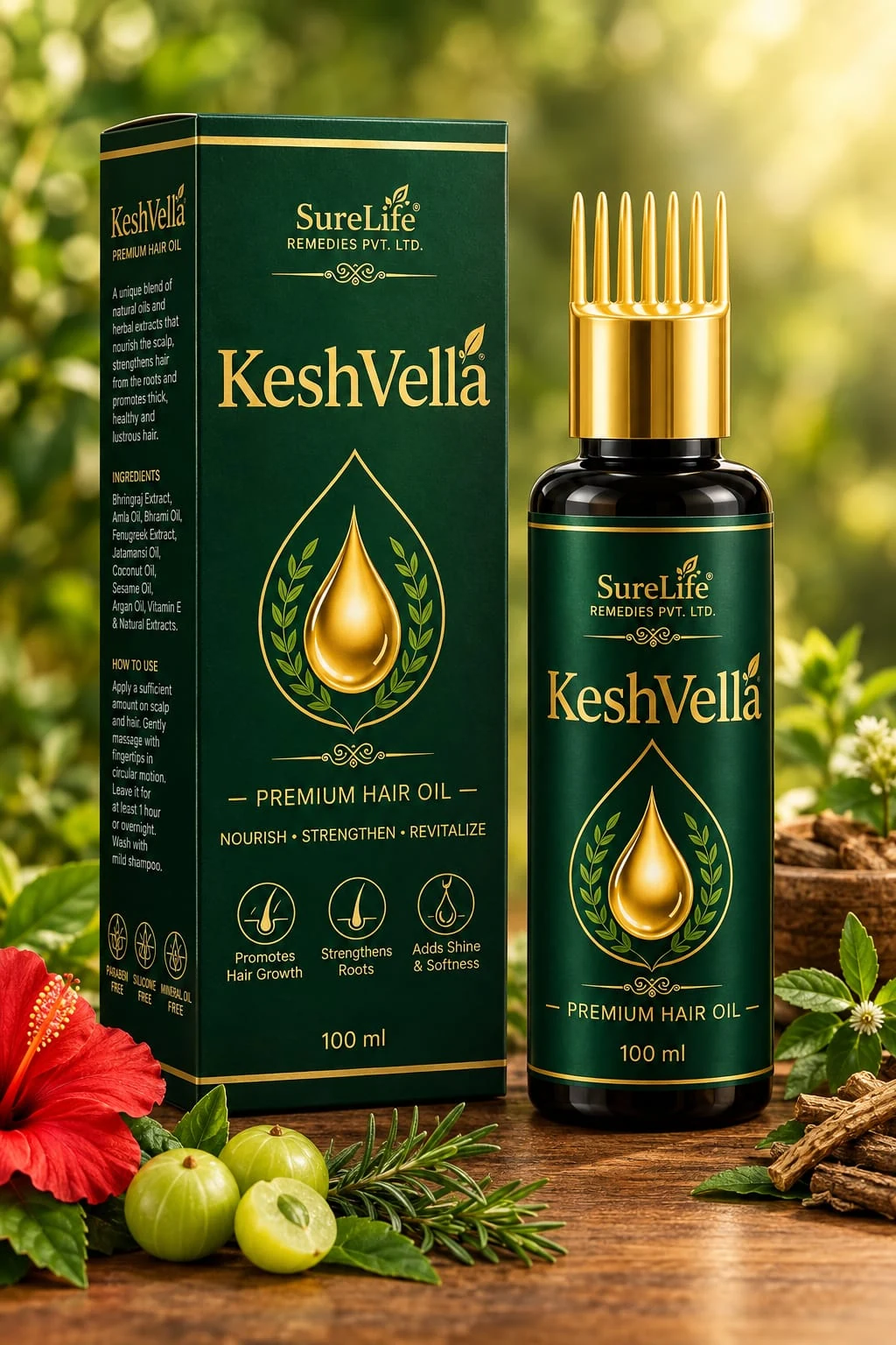 KeshVella Premium Hair Oil bottle and packaging
