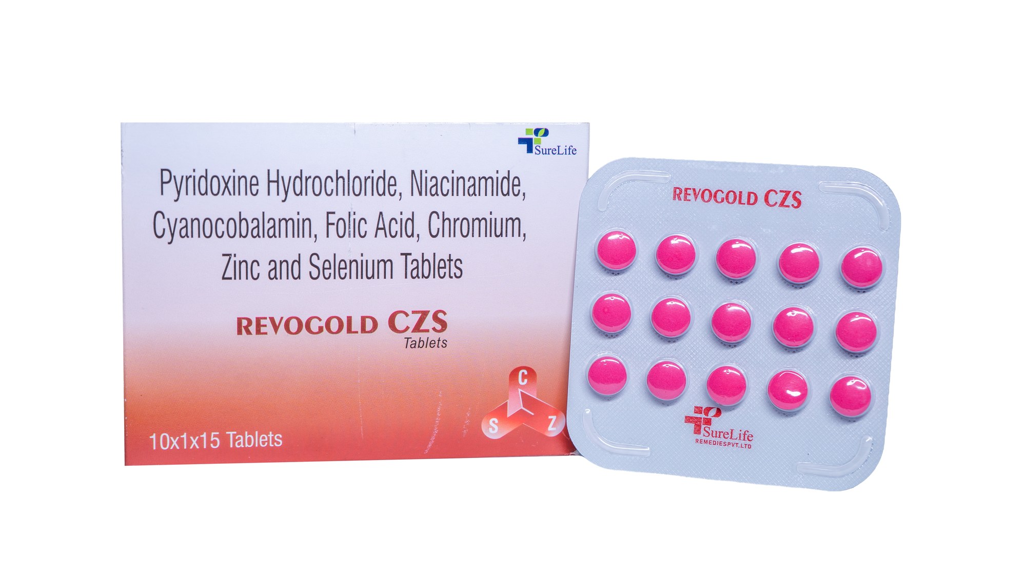 Revogold CZS tablets packaging and blister